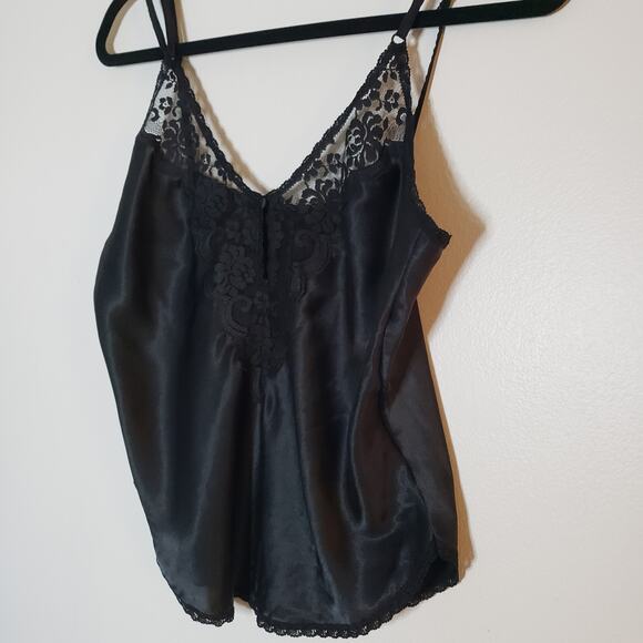 Vintage Union Tag Chantilly Maidenform Camisole Lingerie Lace Silky Black 36 - Picture 8 of 11